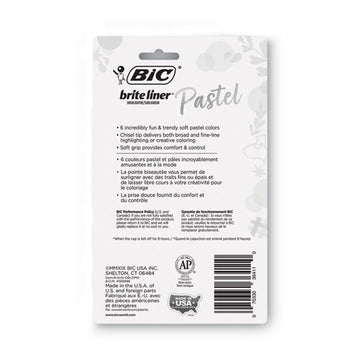 BIC® Brite Liner Grip Pocket Highlighter, Assorted Ink Colors, Chisel Tip, Assorted Barrel Colors, 6-pack freeshipping - TVN Wholesale